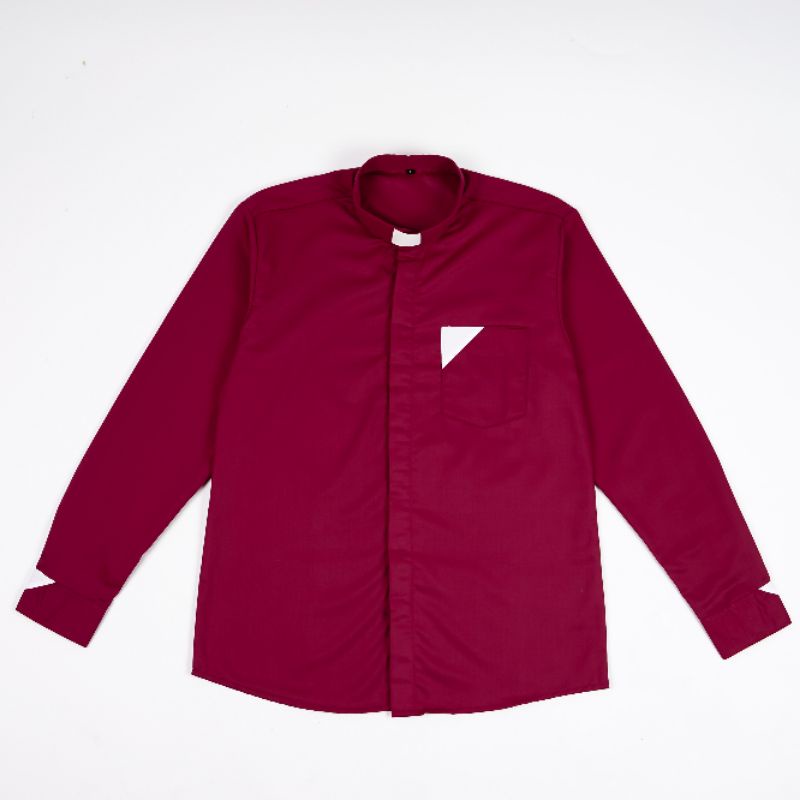 Pendeta - Kemeja Collar Merah &amp; Maroon Variasi - Toyobo - Jos Miracle Bandung - Miracle - JMB