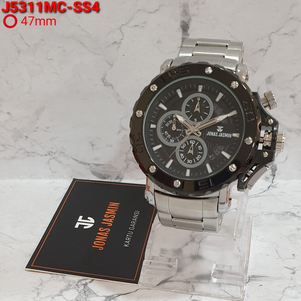 Grosiran Jam Tangan Pria Jonas Jasmin 04520ET Analog Chrono Aktif Strap Stainless Steel Free Box Jam Tangan (COD)