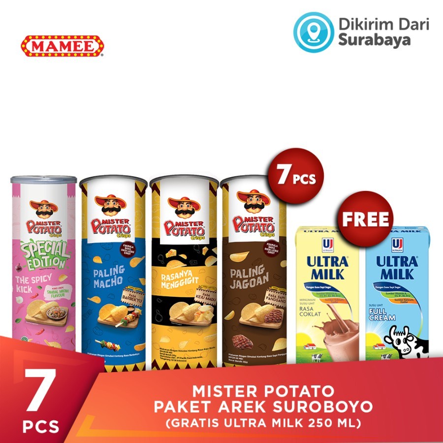 

Mister Potato Paket Arek Suroboyo (Free Ultra Milk 250 ml)