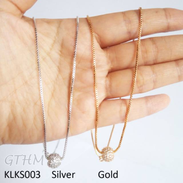 kalung wanita import set liontin bola blink koye lapis emas 18k xuping klks003