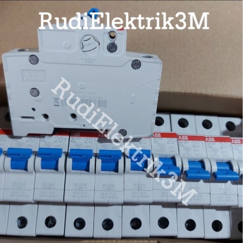 MCB ABB 20A 1Phase Original PLN type SH 201 Biru