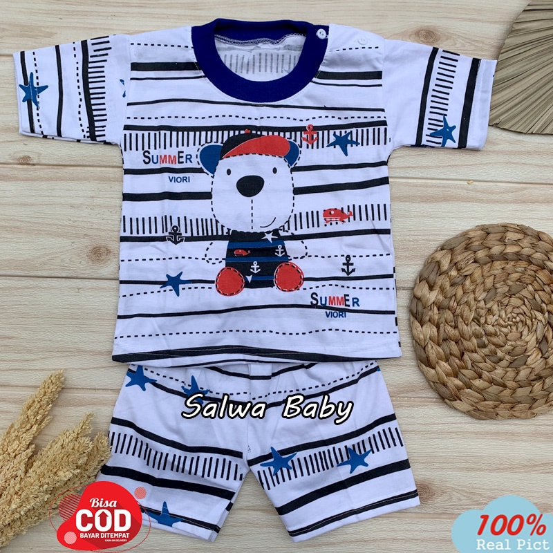 Setelan Baju Bayi Lengan Pendek Usia 5-12 Bulan Almeerababy