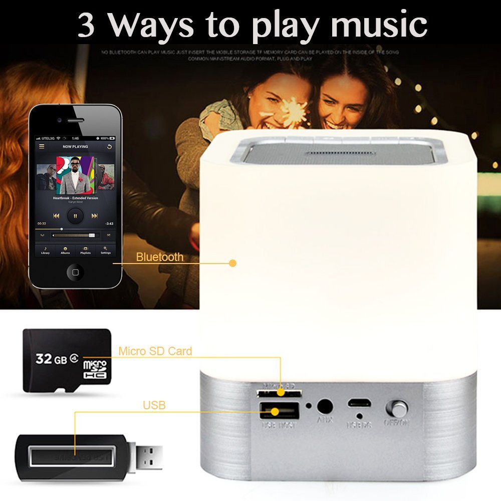 3 in 1 Jam Alarm + Speaker Bluetooth + Lampu Tidur RGB LED