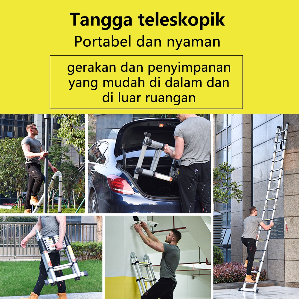 IXCE tangga lipat aluminium serbaguna 5m（2.5m+2.5m） tangga tujuan ganda bahan paduan aluminium berkualitas tinggi tidak berkarat,Sendi menebal, lebih aman elektronik rumah tangga kebutuhan rumah tangga Harga grosir bisa nego