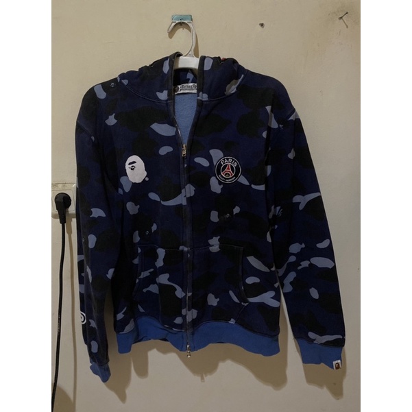 JAKET BAPE X PSG BLUE SHARK HOODIE
