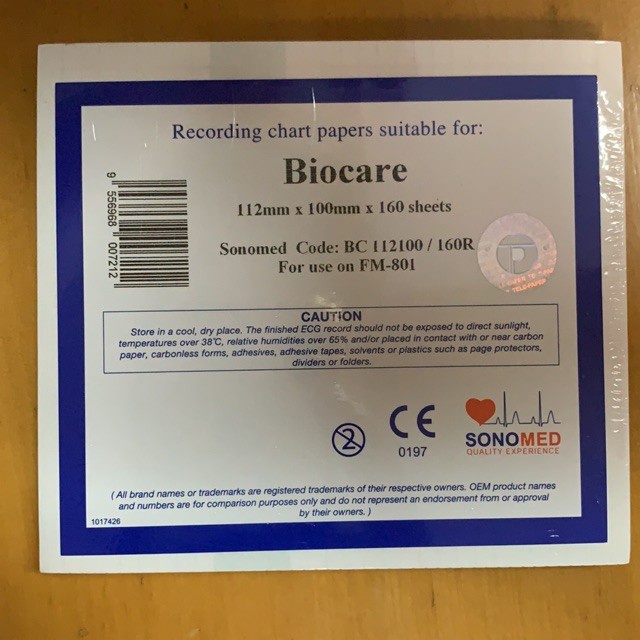 Kertas CTG / Thermal Paper | BIOCARE BC112-100 FM-801 | 112x100mm