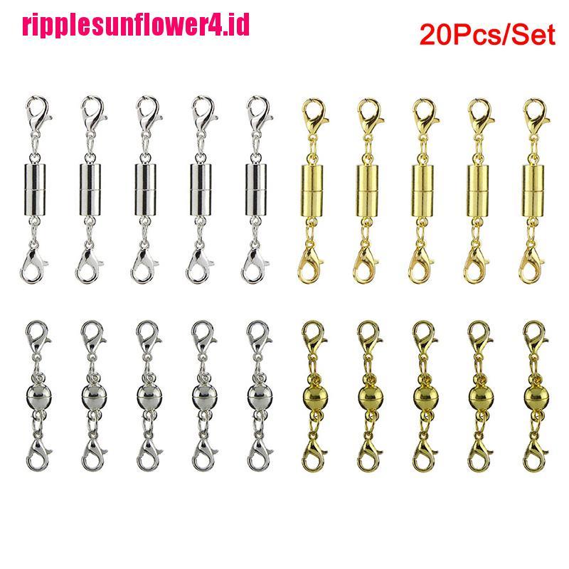 20pcs Gesper Magnetik Warna Silver / Gold Untuk Gelang / Kalung