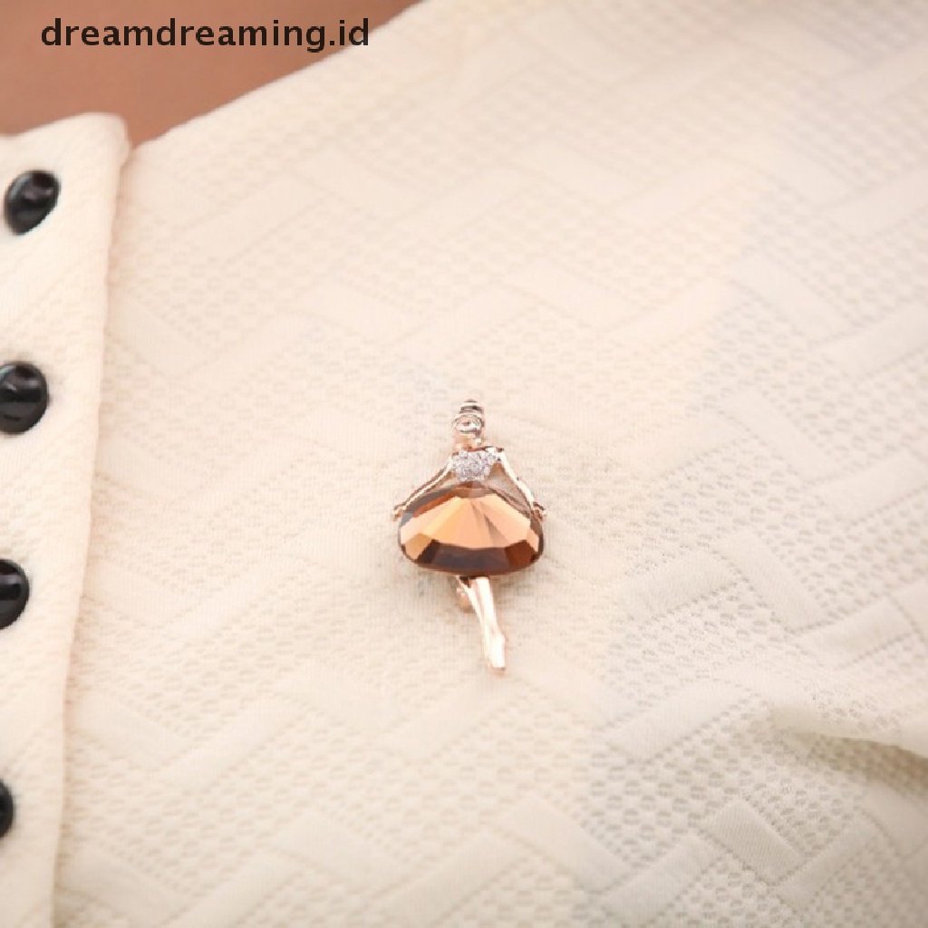 Bros Pin Desain Princess Ballerina Aksen Kristal Bling Untuk Wanita