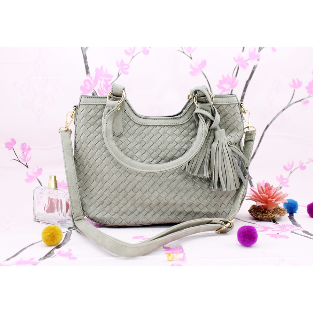 #9559 Tas Jinjing Wanita Meimei Motif anyaman hand bag cewe import kualitas premium gambar REAL PIC