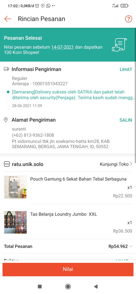 Pouch Gantung 6 Sekat Bahan Tebal Serbaguna