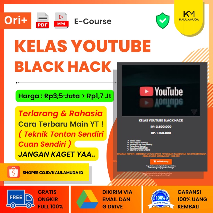Kursus Kelas Youtube Black Hack | Cara Cepat Monetize Pasti Cuan | Cepat Mendapatkan Dollar Adsense | Cara Baru Pasive Income KM01