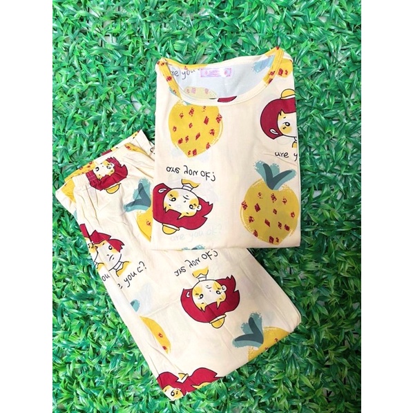 Setelan Lengan Panjang Piyama Baju Tidur Wanita Kartun Karakter Pajamas Dewasa-SET PJG Are you ok?