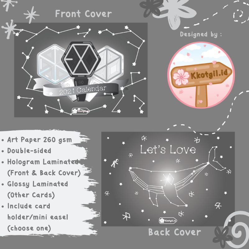 

EXO Aesthetic Desk Calendar | KPOP Aesthetic Calendar | 2021 KPOP Fandom Calendar by KKOTGIL.ID