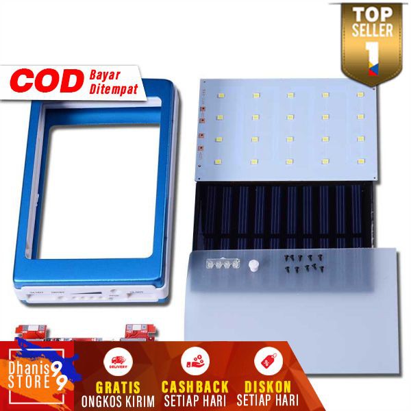 Power Bank DIY Tenaga Solar dengan Lampu LED Murah Powerbank Tenaga Surya PB Carger HP Casan 2 Port