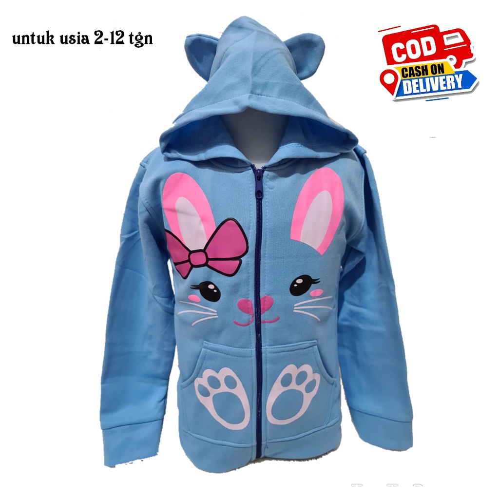 Jaket Kuping Anak Perempuan Cewek Jaket Anak Perempuan Karakter Cantik Lucu Usia Umur Paud TK SD SMP 1 2 3 4 5 6 7 8 9 0 Tahun-4