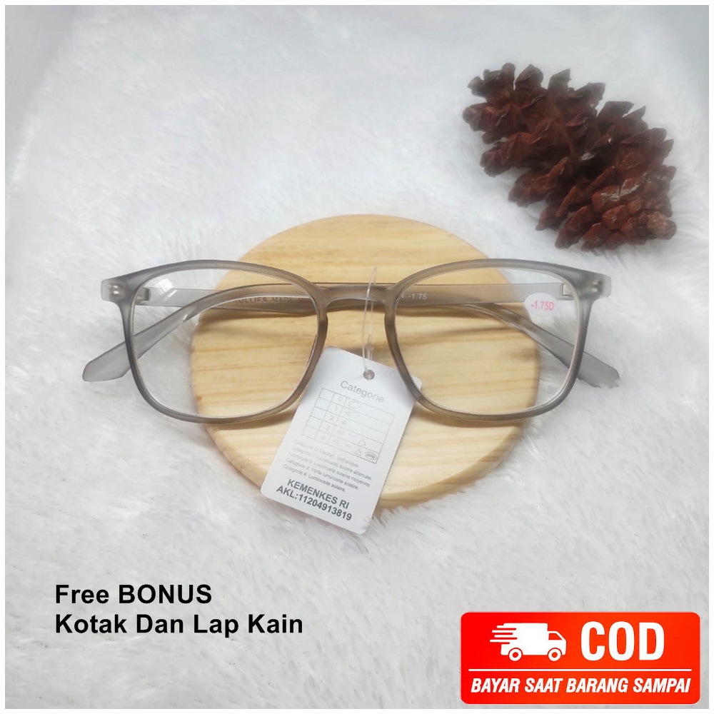 Kacamata Minus Pria Dan Wanita Frem Lentur Elastis, Frem Kacamata Minus Abu Abu Unisex Pria Wanita