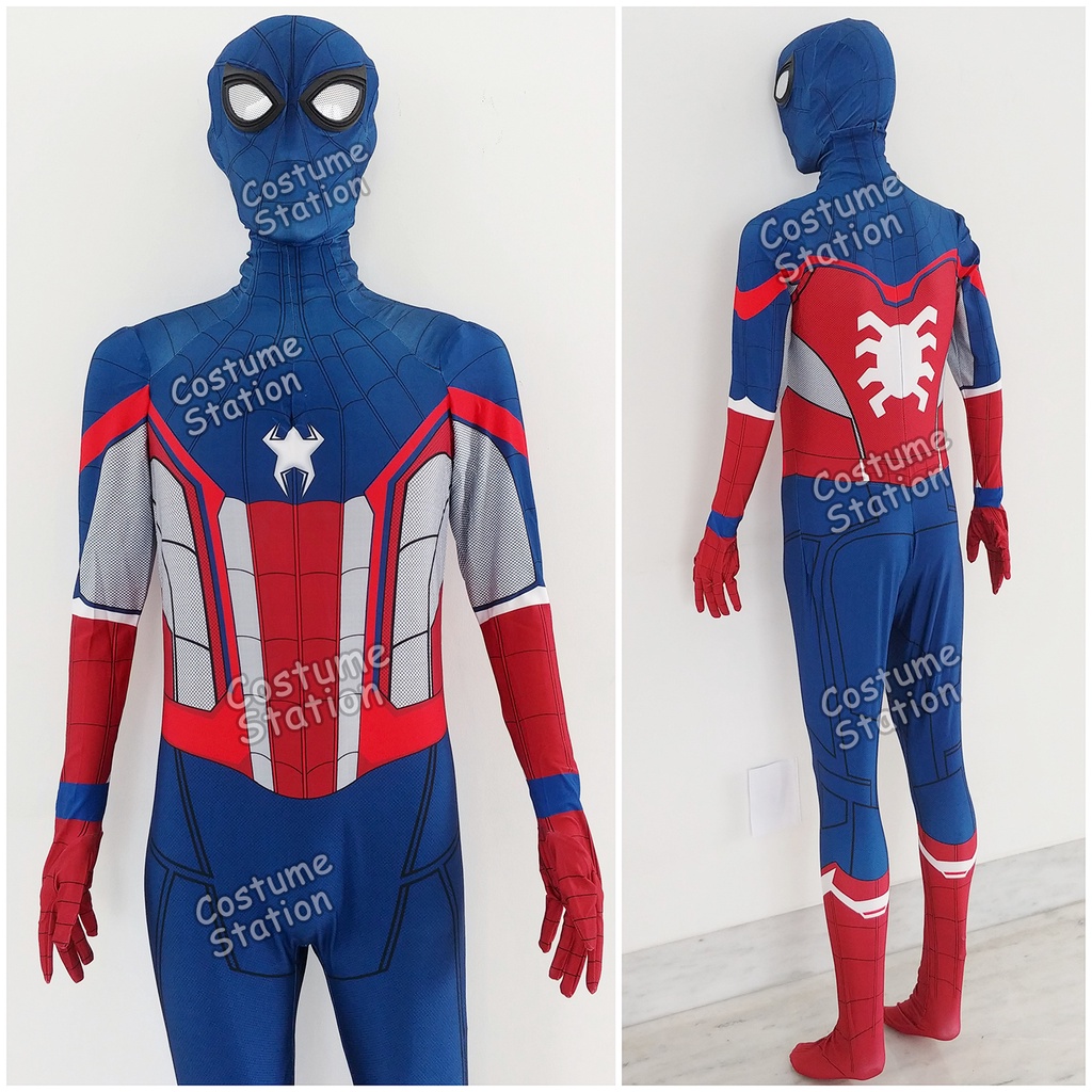 Kostum Spiderman Captain America /Costume Superhero Marvel pria dewasa