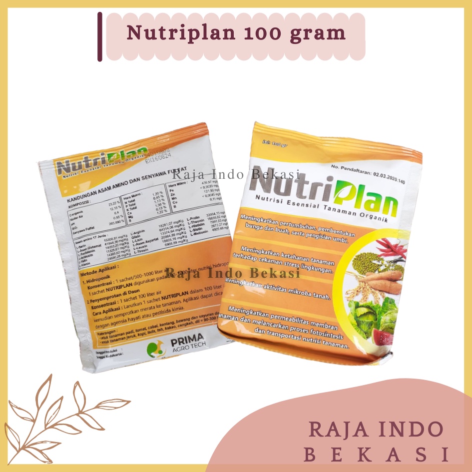 RAJAINDOBEKASI ORI Nutriplan Nutrisi Esensial Tanaman Pupuk Organik 100 Gram Melancarkan Proses Fotosintetis Dan Transportasi Nutrisi Tanaman