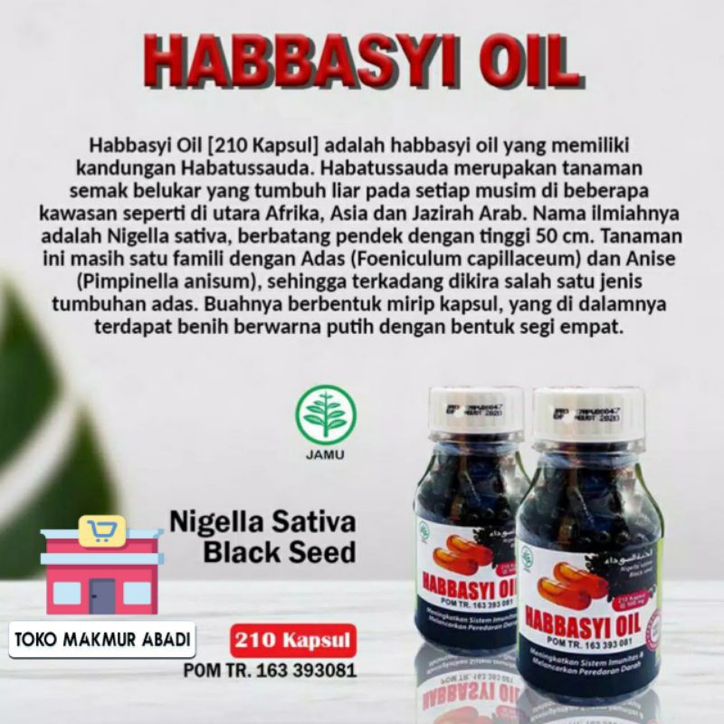 Habbasyi Oil 75 Kapsul 210 Kapsul Minyak Habbatussauda Jinten Hitam BPOM IMUNITAS TUBUH