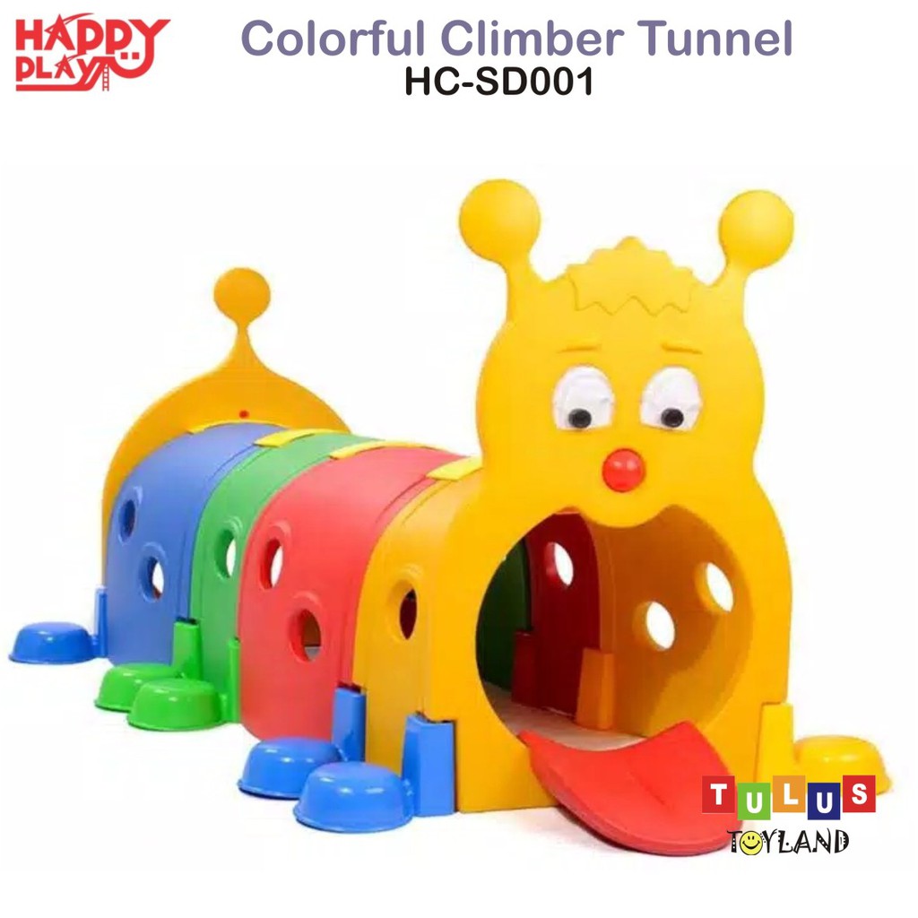 Terowongan Anak Happy Play Colorful Climber Tunnel Caterpillar Mainan Panjat Tebing Ulat Plastik