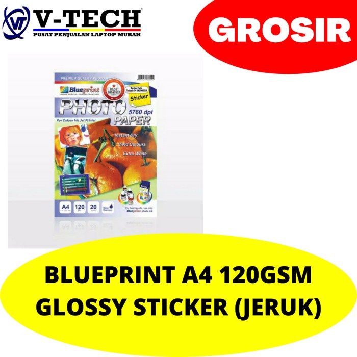 

BLUEPRINT STICKER GLOSSY A4 120GSM (JERUK)