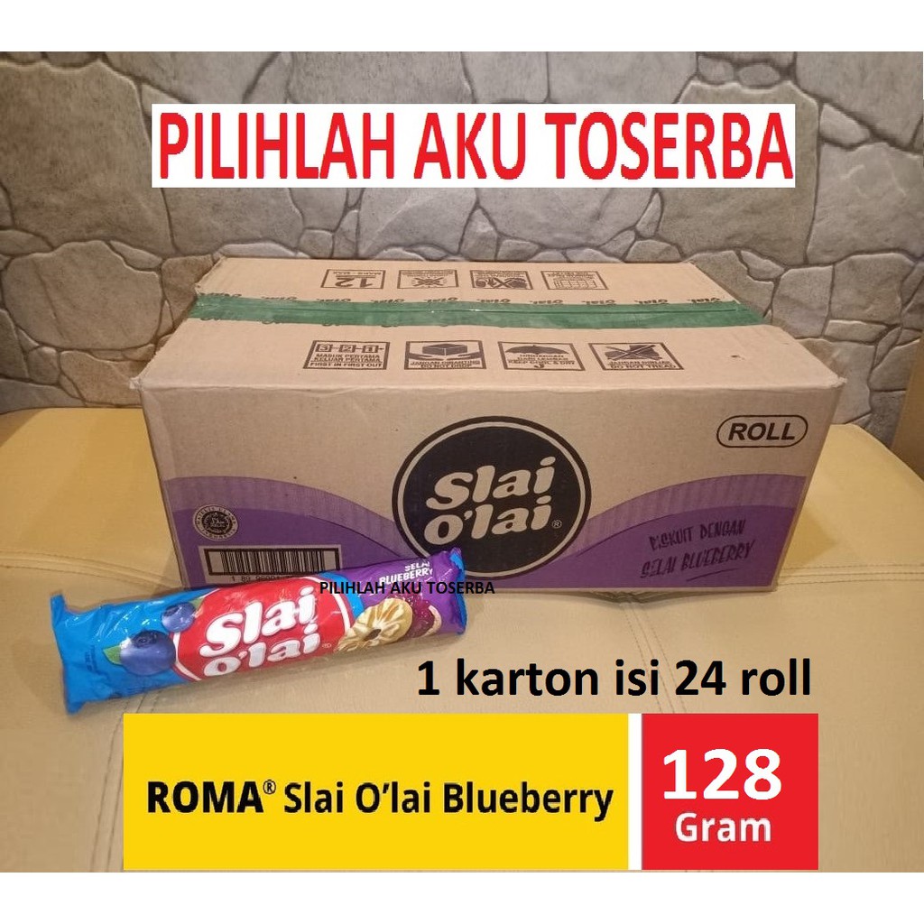 Biskuit Roma Slai O'lai Blueberry Roll 128 gr / Slai Olai Blueberry - ( HARGA 1 KARTON ISI 24 ROLL )