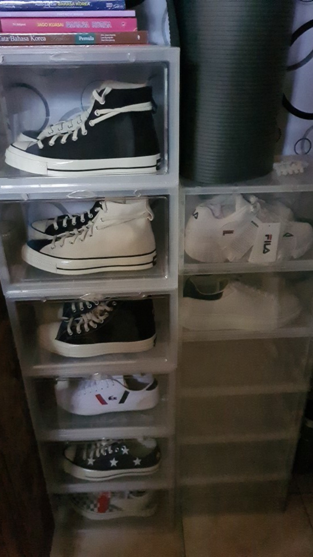 Kotak Rak Tempat Penyimpanan Shoes Sepatu Serbaguna Box Transparan Transparant Lipat Plastik