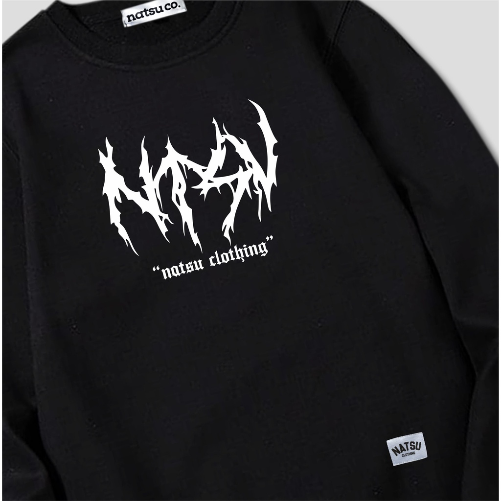 Sweater Crewneck Pria Wanita Hitam Metal Font NATSU CO Premium Quality