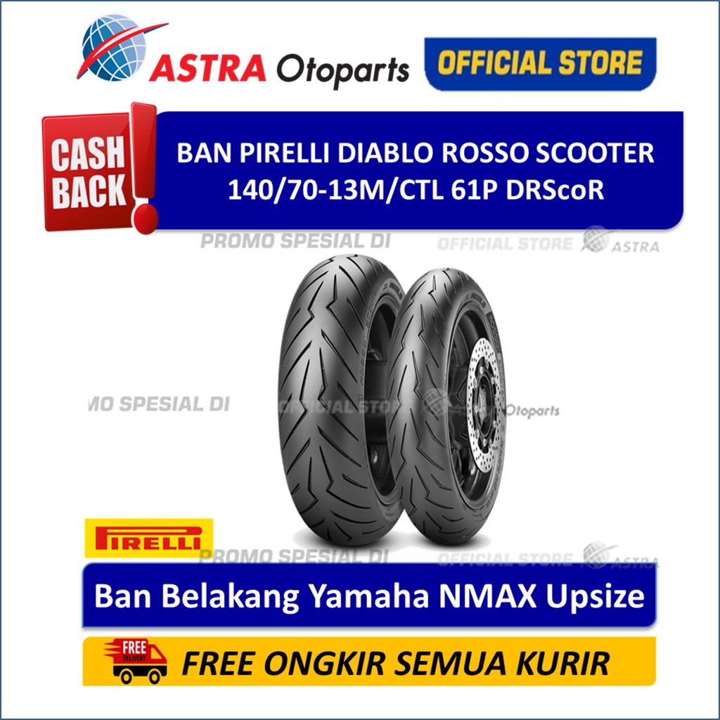 Pirelli Diablo Rosso Scooter 140/70-13M/CTL 61P DRScoR - Ban Belakang Yamaha NMAX Standard Size (401