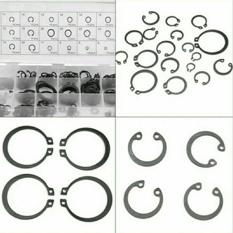 Snap C Ring C Clip Circlip Carbon Steel 225 pcs Ukuran 6~32 mm