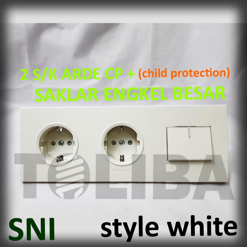 stopkontak stop kontak 2 s/k arde cp + saklar engkel besar minimalis style white ib panasonic sni