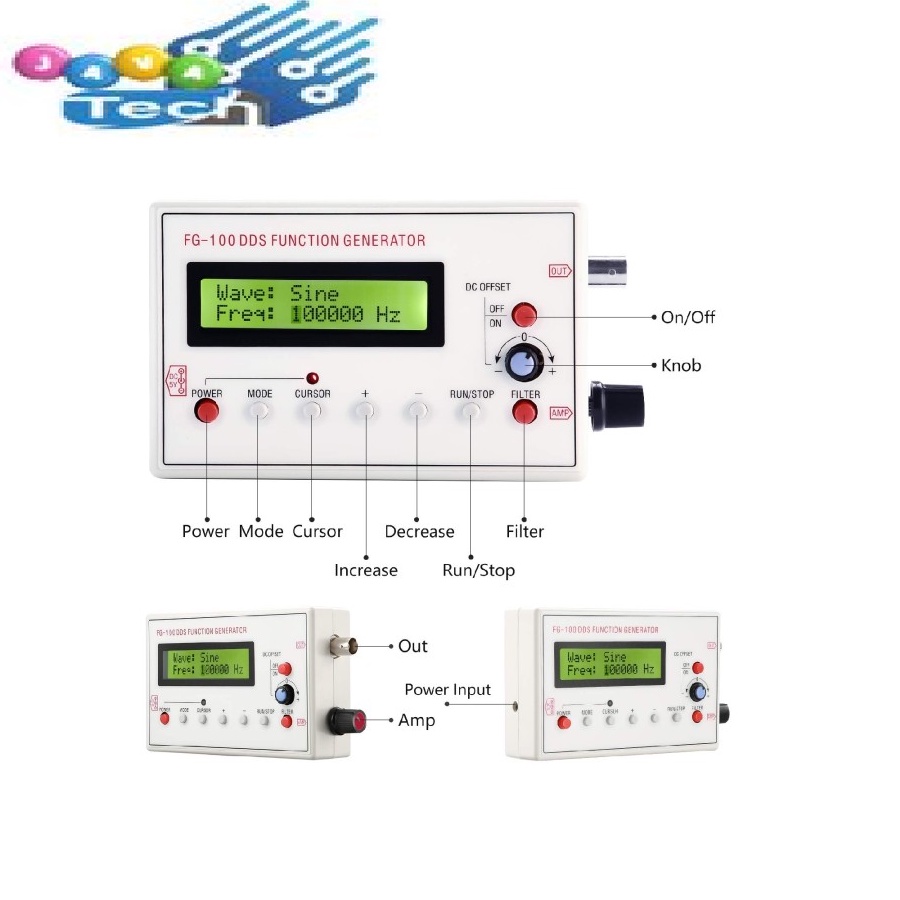 FG-100 DDS 1Hz-500kHz Function Generator Sinyal Frekuensi Generator