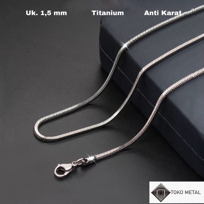 KALUNG TITANIUM MODEL KOTAK WARNA SILVER ANTI KARAT PRIA&amp;WANITA [TOKO METAL]