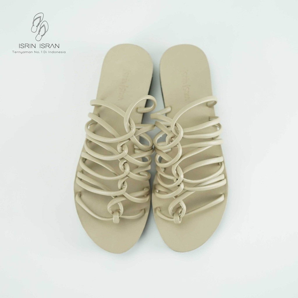 ( NECKLIE ) Sandal Wanita ISRIN ISRAN Lucu Murah-CREAM