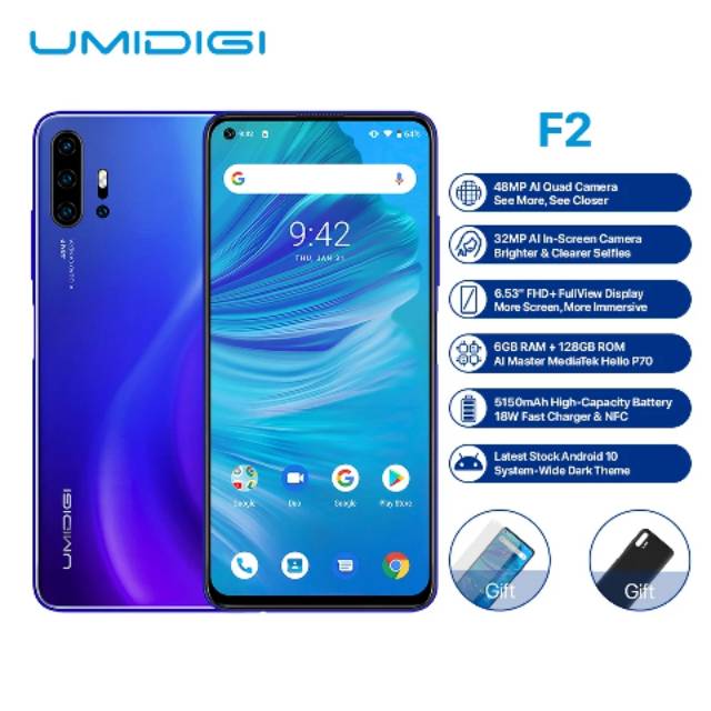 UMIDIGI F2 Android 10 48MP 5150 mAh 6GB 128GB 6.53Inch NFC Versi Global Dual 4G