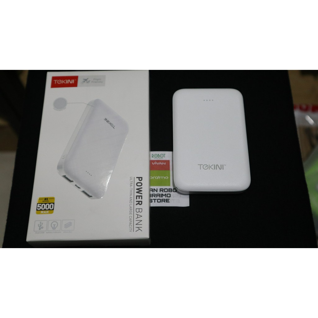 POWERBANK TEKINI 5000 MAH SLIM ORIGINAL real kapasitas (like vivan robot)