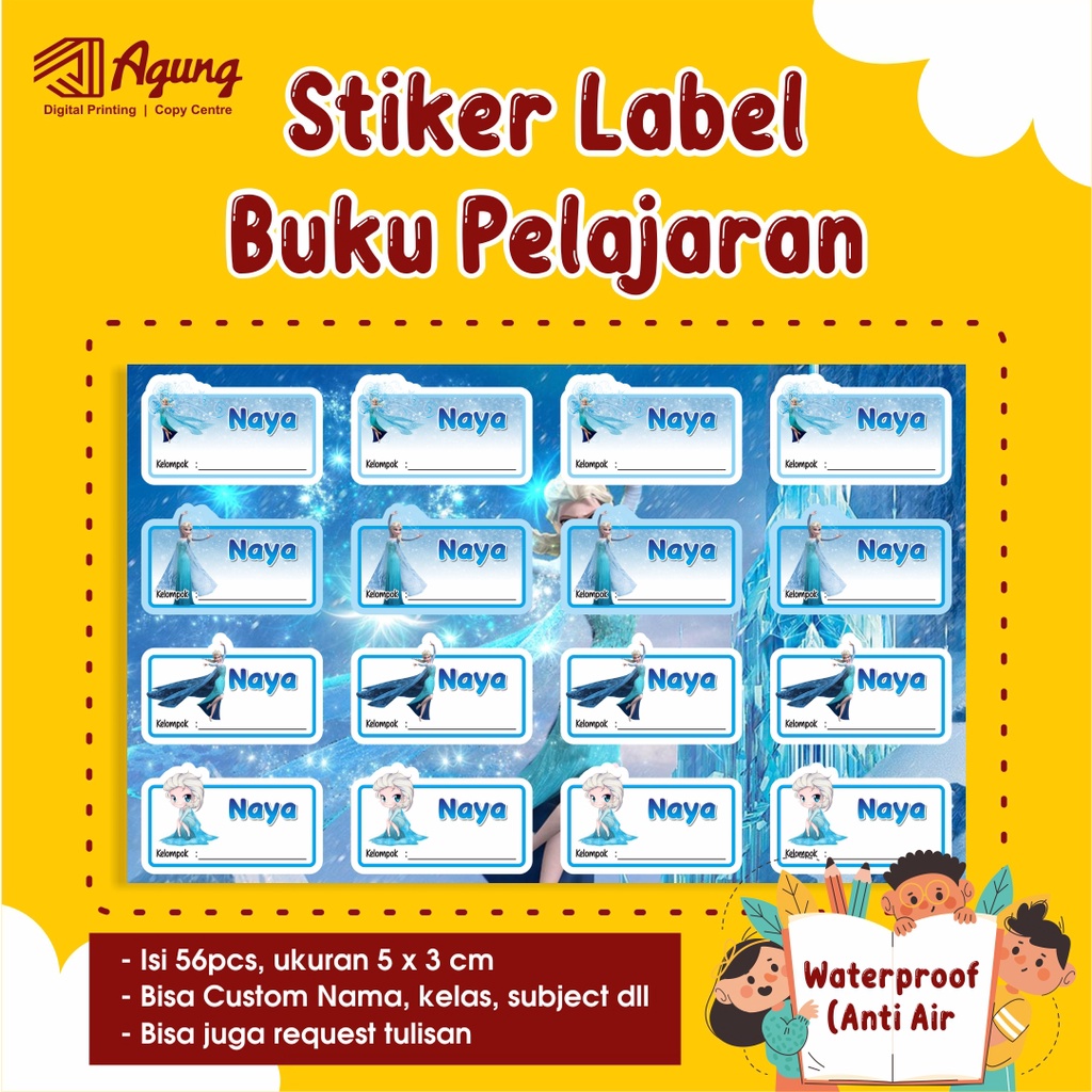 

Stiker Label Buku Pelajaran Anak Custom/Stiker Nama Anak Murah (Karakter anak perempuan)