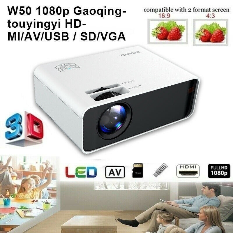 8000 Lumens 1080P WiFi 4K HD LED Mobile Phone Wireless Projector Home Theater