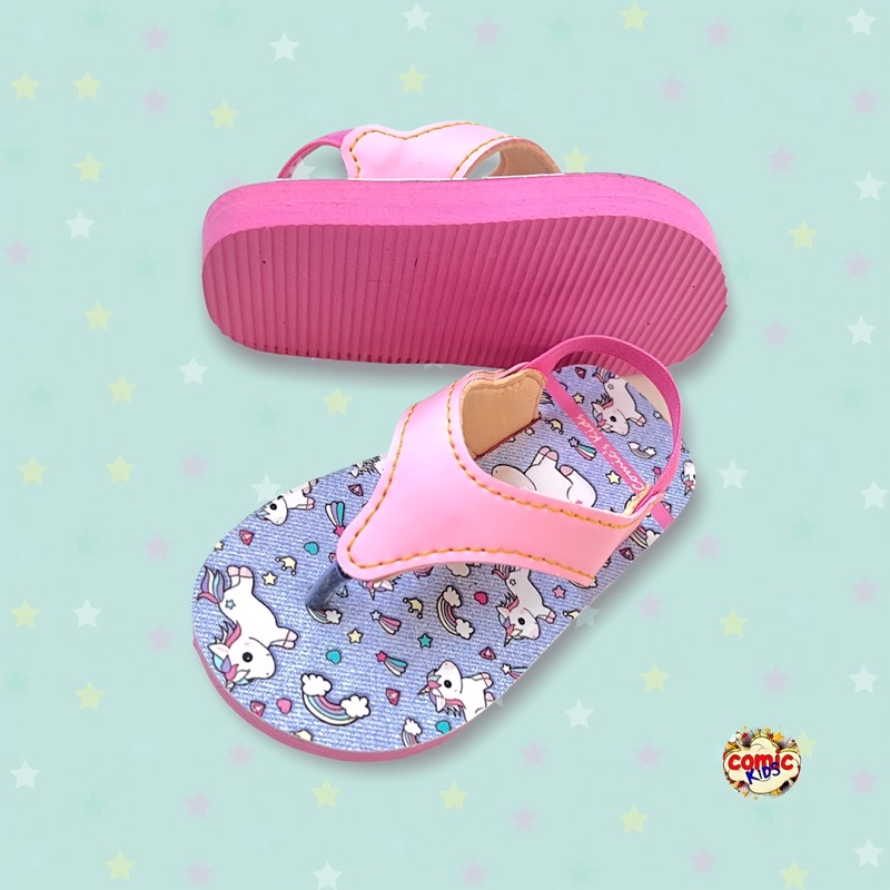 COMICKIDS Sandal Jepit Anak Perempuan Sendal Japit Bayi Balita Cewek Kids Slippers Flipflop Warna Ungu Pink Flip Flop Baby Girl SWEET UNICORN