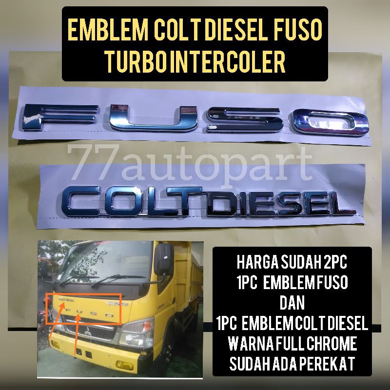 Emblem fuso chrome dan colt diesel chrome new canter 2pc