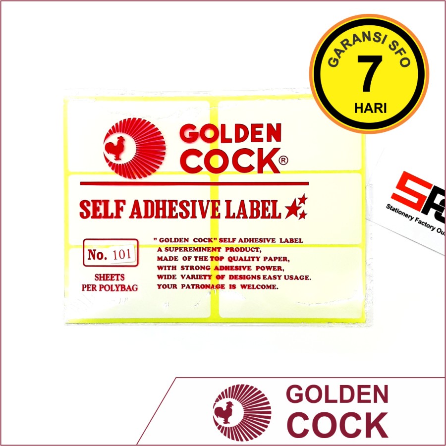 

Label Sticker Golden Cock 101 (50x100mm) - SFO Semarang Official