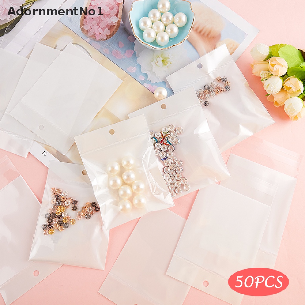 (AdornmentNo1) 50pcs Kantong Plastik Cellophane Putih Dengan Segel Untuk Perhiasan DIY