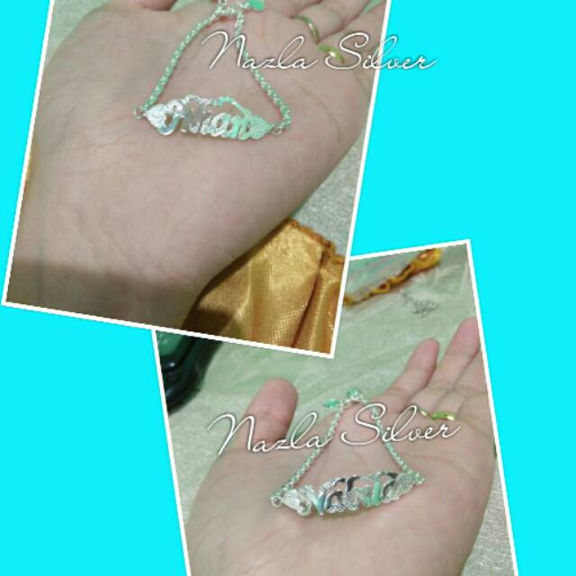 Gelang perak ukir nama