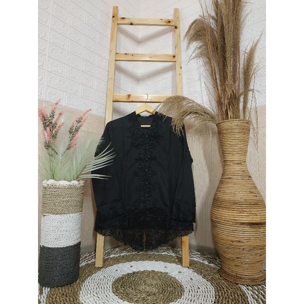 Alantasik - kebaya Senada BIG SIZE / UKURAN JUMBO / Kebaya sulam Encim Bordir /  Sekolah/ Dinas R.6 / R.7-hitam