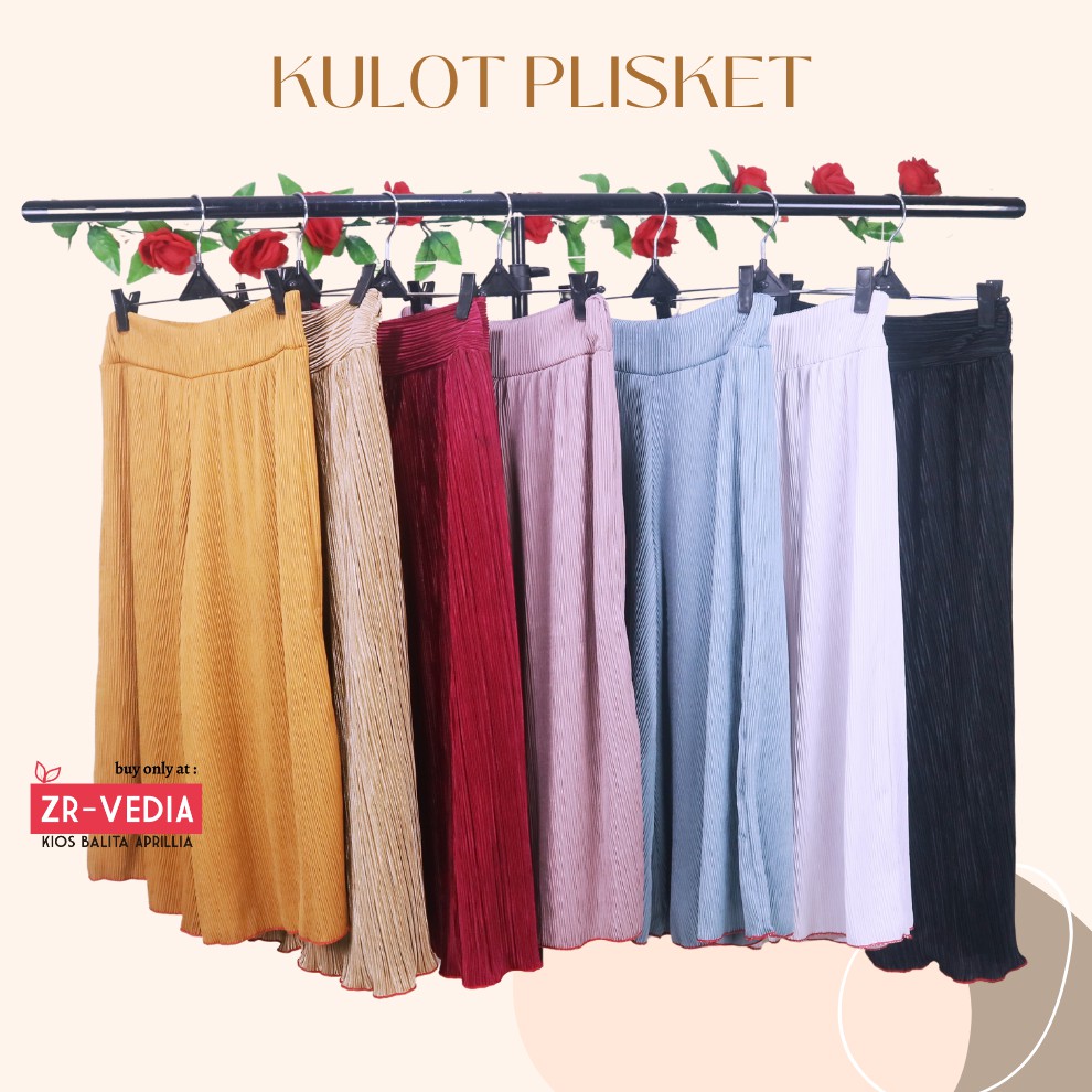 Kulot PLISKET Wanita fit to L / Kulot Polos Panjang 7per8 Cullotes Pants Celana Bawahan Harian Adem