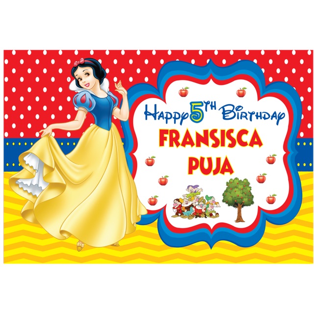 Backdrop ulang tahun snow white 2