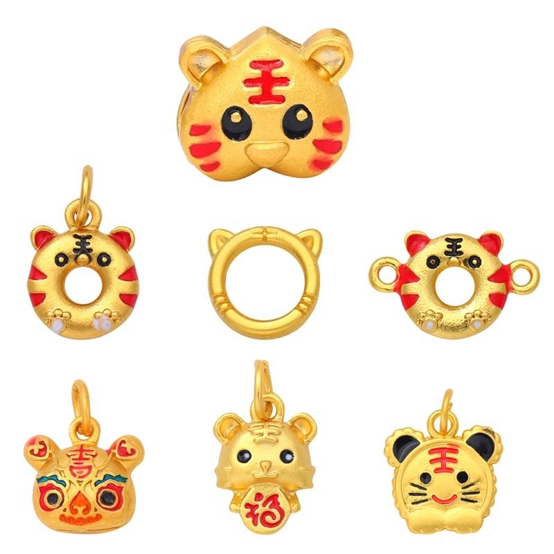 Liontin Manik-Manik Bahan Zinc Alloy Bentuk Harimau Hati Untuk Membuat Perhiasan Gelang DIY