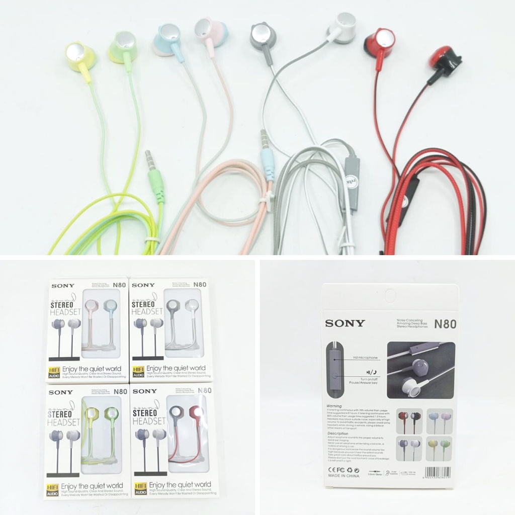 Sony SK-N80  Headset With Mic Kualitas Premium Earphone Mega Bass