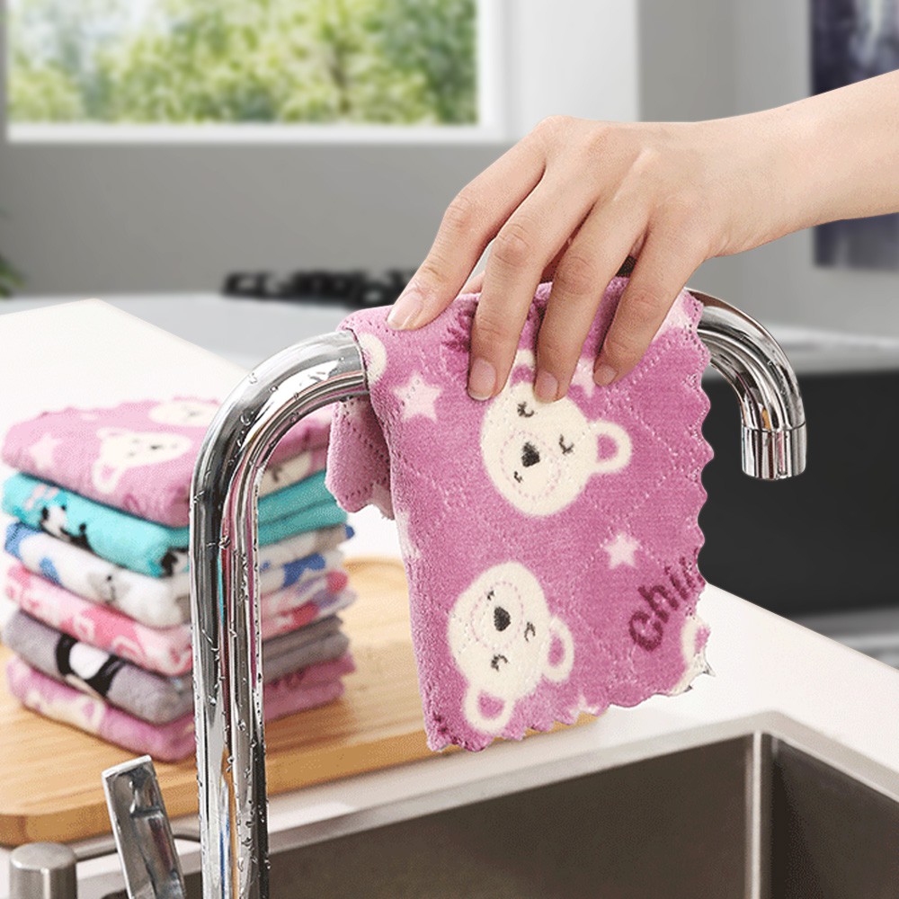 Kain Lap Pembersih SERBAGUNA - Kain Handuk Lap Piring BESAR  - Lap Dapur TEBAL Bahan CORAL FLEECE