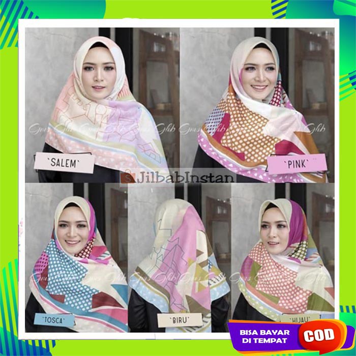 Jilbab/Hijab/Kerudung Segiempat Katun Voal Premium Tebal Motif Hati Polkadot/Love